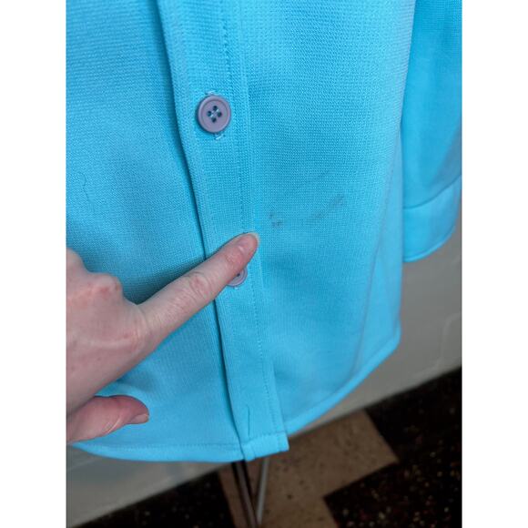 button up shirt dagger collar aqua blue 1970s - Picture 9 of 9